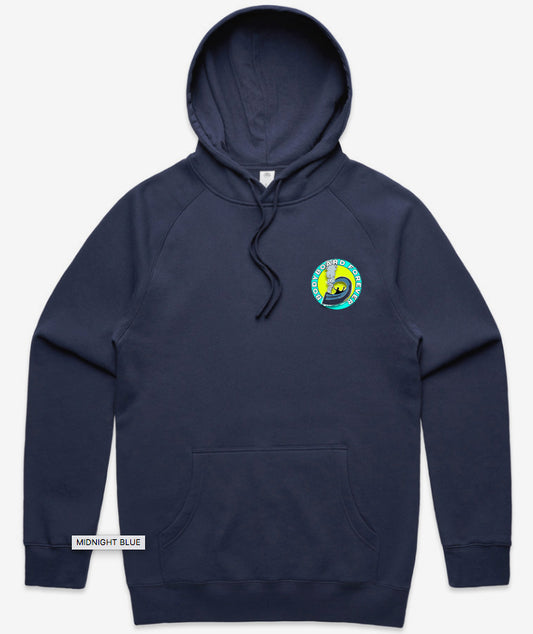 'New Age of the Dawn' Logo Cotton Hoodie in Midnight Blue